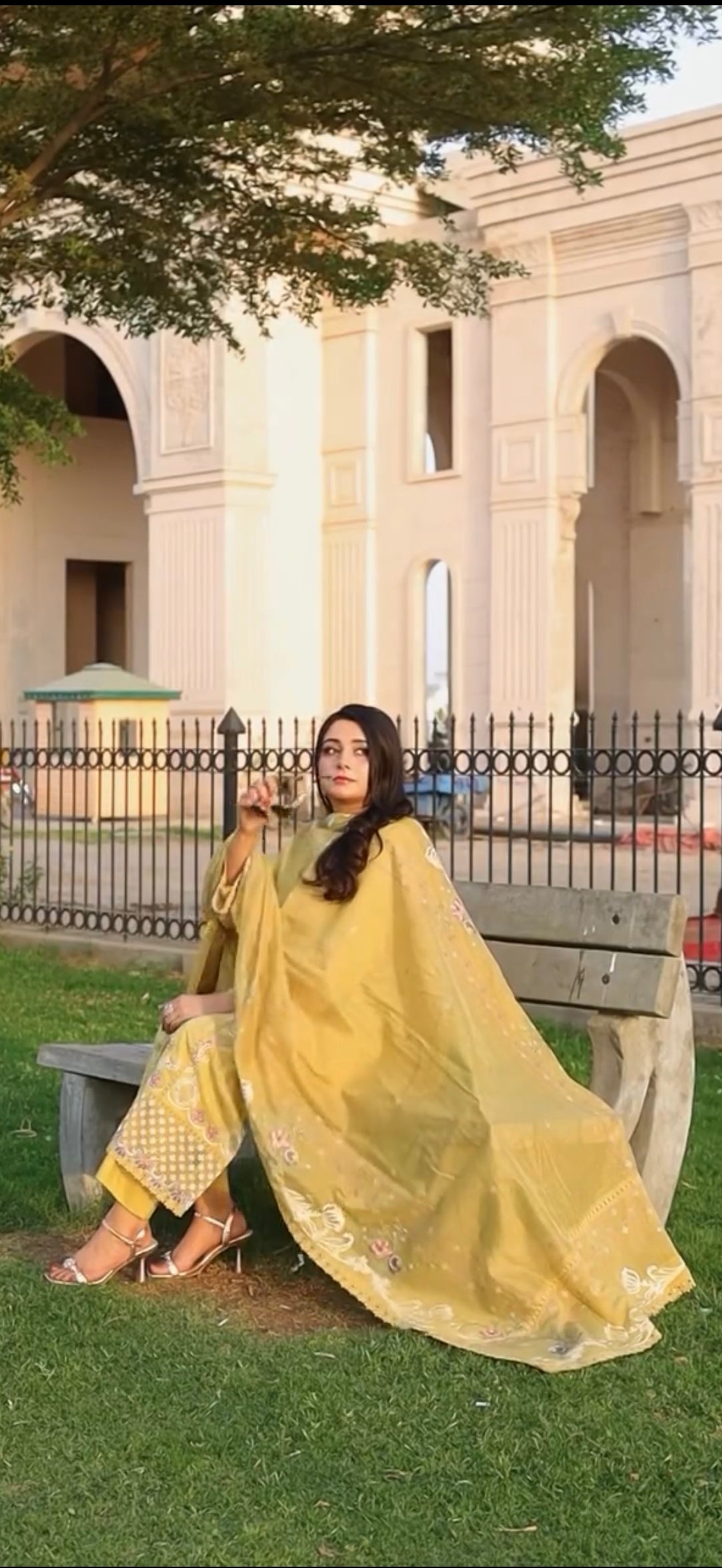 3 pc lawn Embroidery yellow