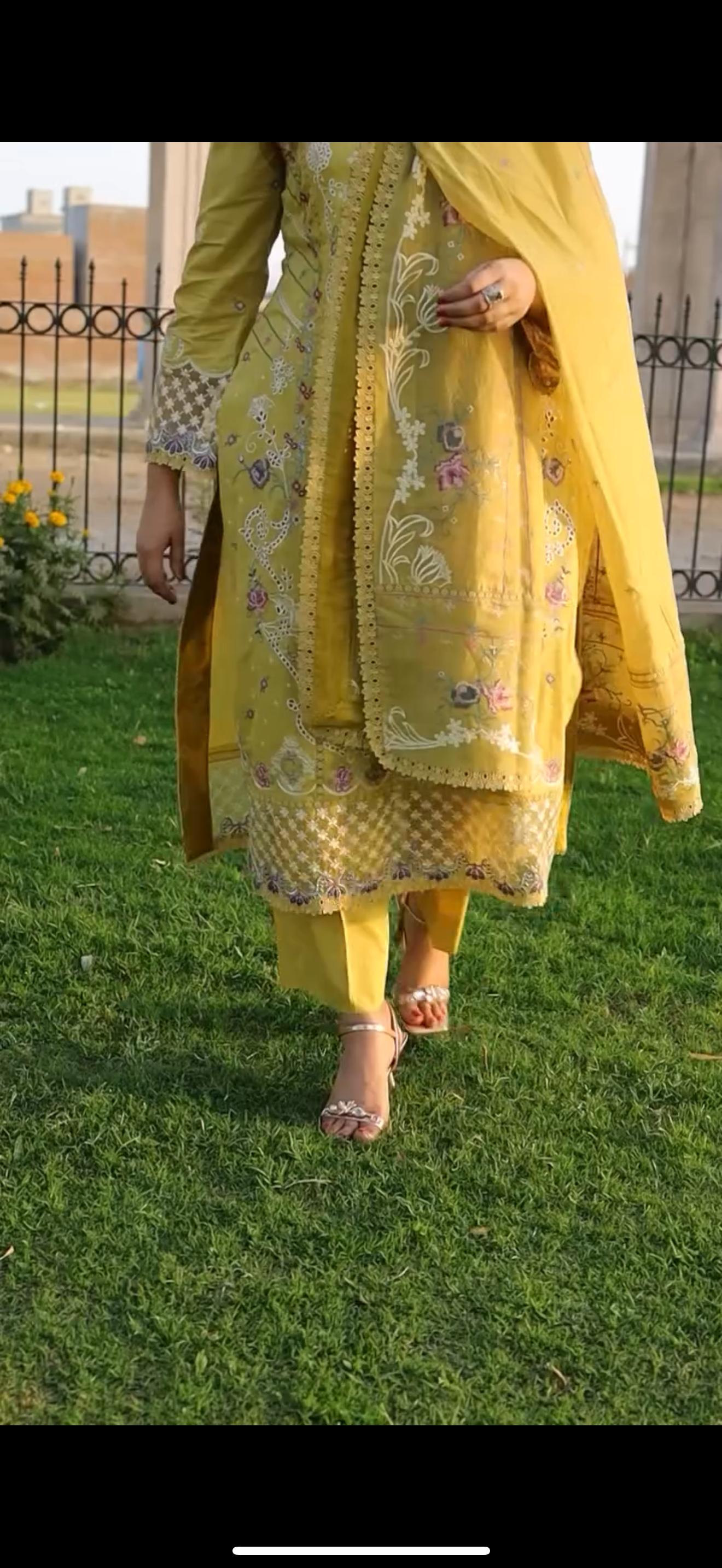 3 pc lawn Embroidery yellow