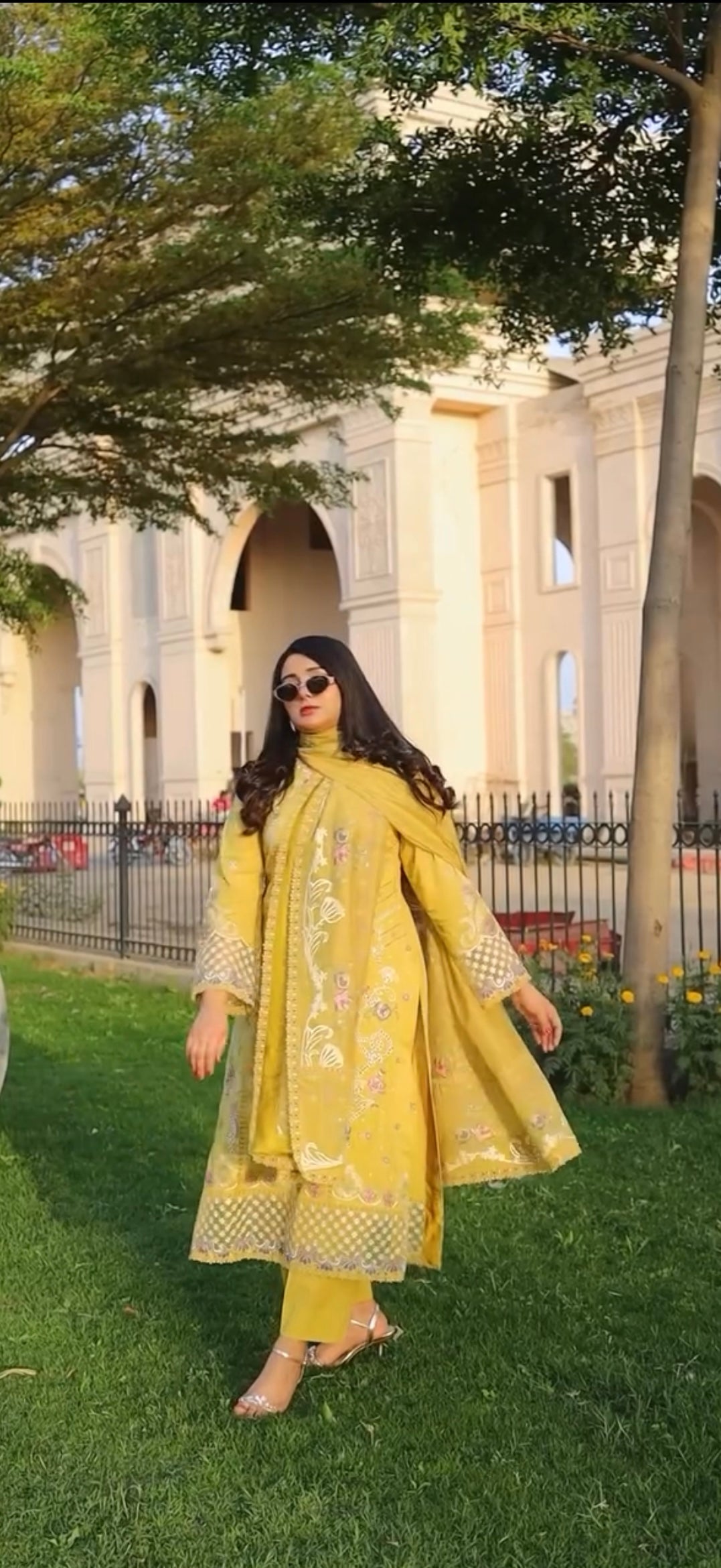 3 pc lawn Embroidery yellow