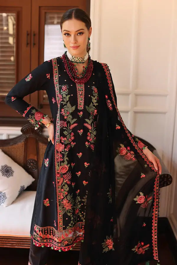 3 Piece Embroidered Lawn Unstitched Suit with Embroidered Chiffon Dupatta PM-42024