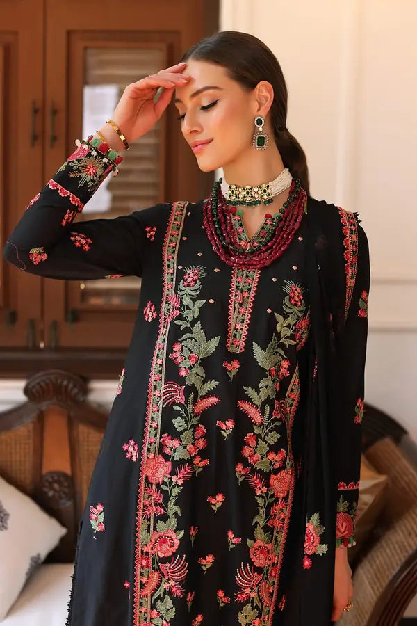 3 Piece Embroidered Lawn Unstitched Suit with Embroidered Chiffon Dupatta PM-42024