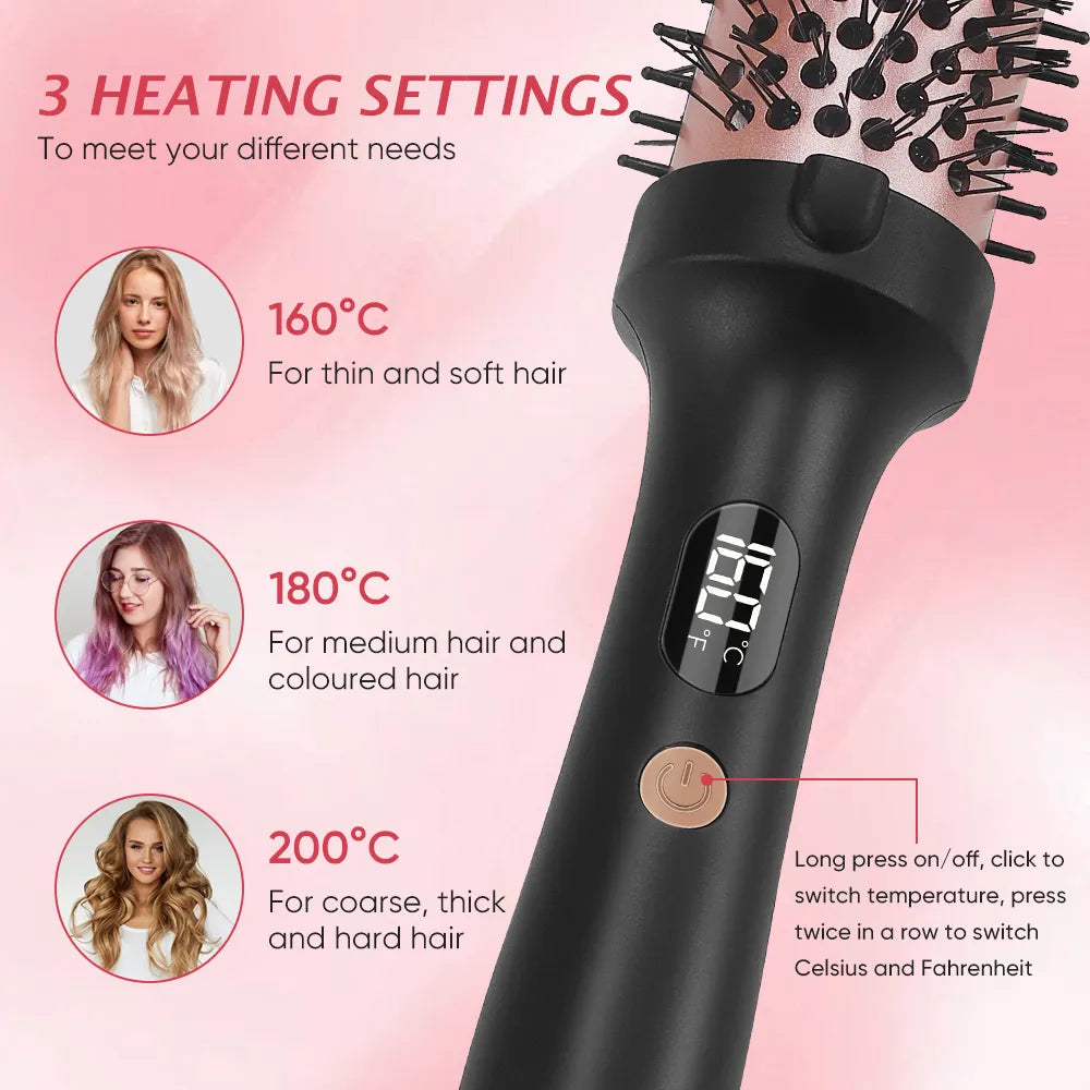 Wavytalk Pro Heated Round Brush for Blowout Look, 1 1/2 Inch Ionic Curling Iron Brush Makes Hair Shinier & Smoother, Dual Voltage Heated Brush Long-lasting Styling, Easy to Use, Fast Heating